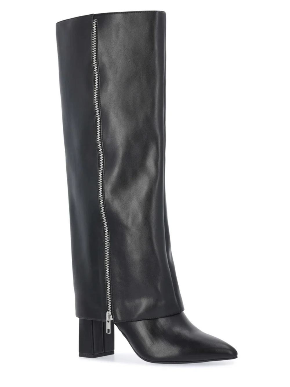 Women's Faux Leather Fold Over Zip
Knee High Boots Size 7